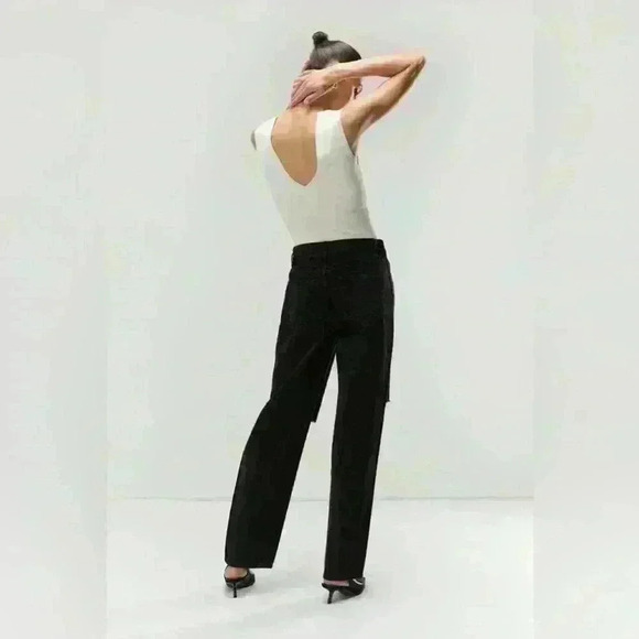 Oak + Fort Black Straight Leg  Ripped Jeans - 26 - Picture 12 of 12